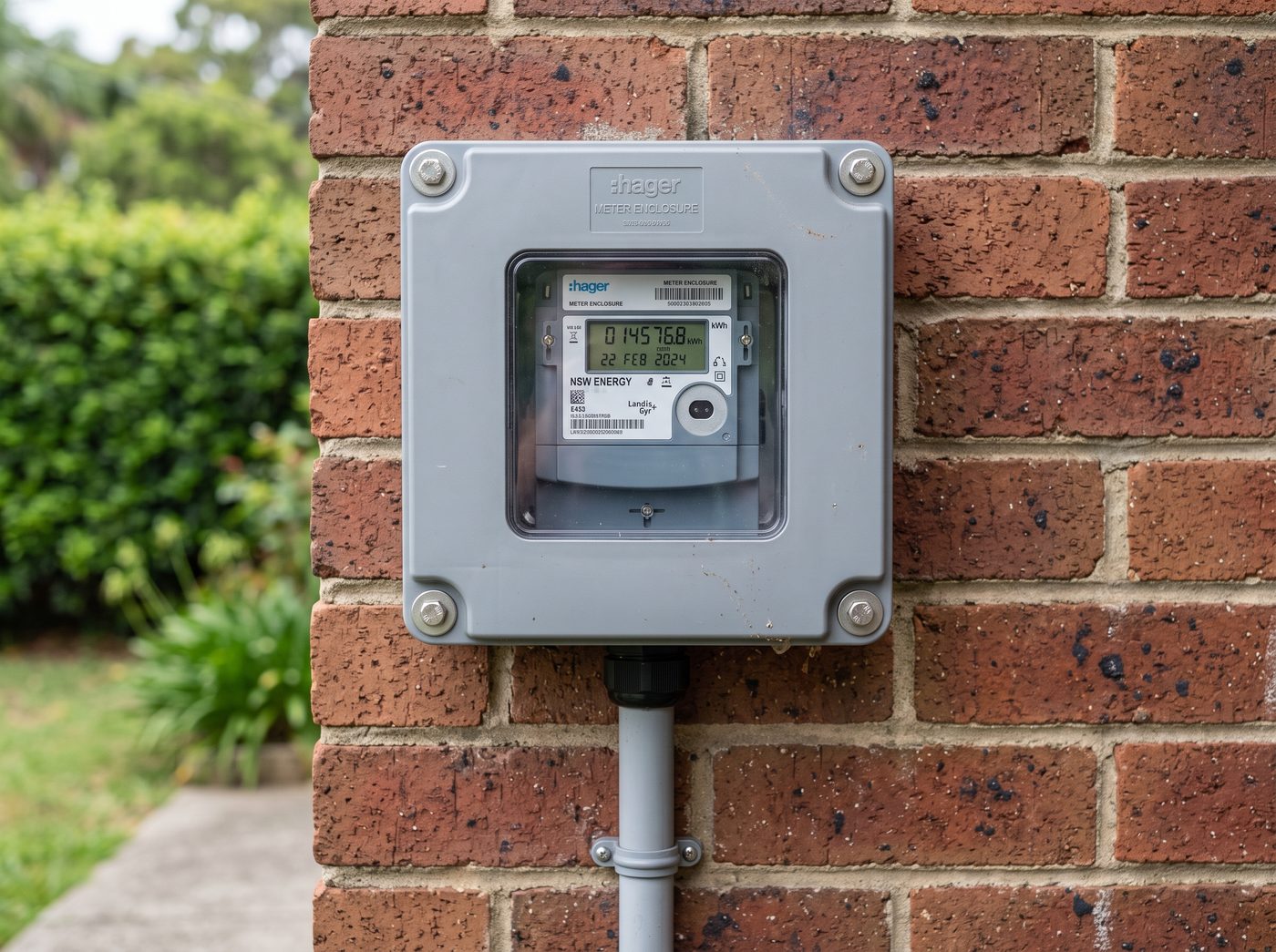 Service connection point on the exterior wall of a home